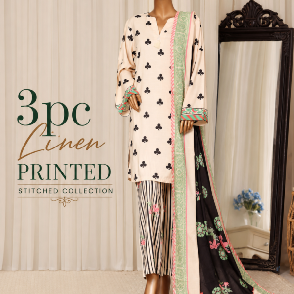 Linen Luxe 3PC Ready-to-Wear Printed Suit – Elegant Everyday Edit
