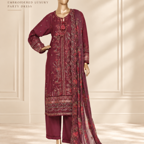 Luxury Floral Charm – Embroidered 3PC Party Dress